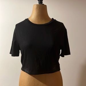 Black cotton crop top